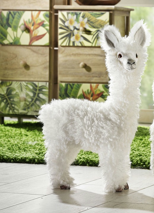 Figuren - Alpakas mit flauschigem Kunstfell, in Farbe WEISS, in Ausführung Alpaka, klein Ansicht 2