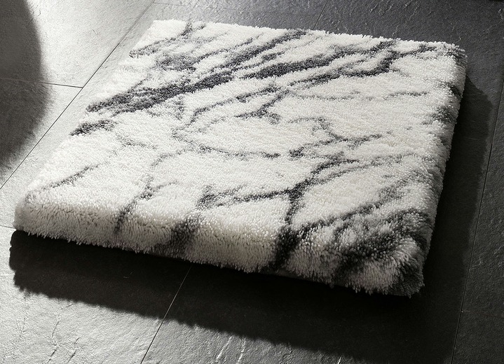 Badgarnituren - Badgarnitur von Grund mit Marmor-Dessin, in Größe 100 (Vorleger halbrund, 50x 80 cm) bis 112 (Motiv-WC-Deckelbezug, 47x 50 cm), in Farbe TÜRKIS Ansicht 8