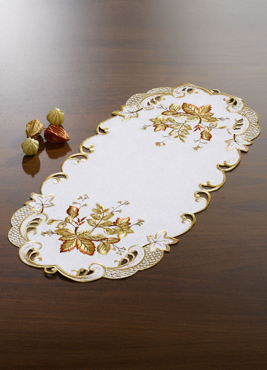 Heimtextilien - Filigran gearbeitete Tisch- und Raumdekoration, in Größe 101 (Läufer oval, 30x 70 cm) bis 404 (Kissenbezug, 40x 40 cm), in Farbe ECRU Ansicht 7