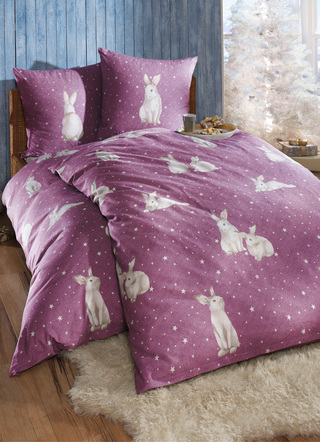 - Edel-Feinbiber Bettwäsche-Garnitur aus Baumwolle, in Größe 112 (80x80 cm + 135x200 cm) bis 115 (80x80 cm + 155x220 cm), in Farbe BEERE