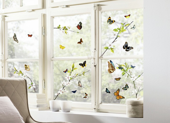 Fensterbilder - Deko-Sticker aus selbsthaftender Folie, in Farbe BUNT, in Ausführung Schmetterlinge, 27-teilig Ansicht 1