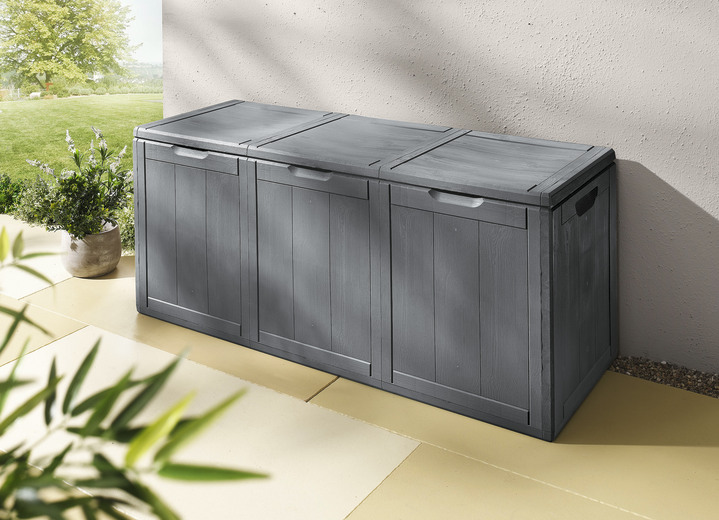 Gartenmöbel - Spritzwasserbeständige Aufbewahrungsboxen in Holzoptik, in Farbe BRAUN, in Ausführung 180 Liter Ansicht 2