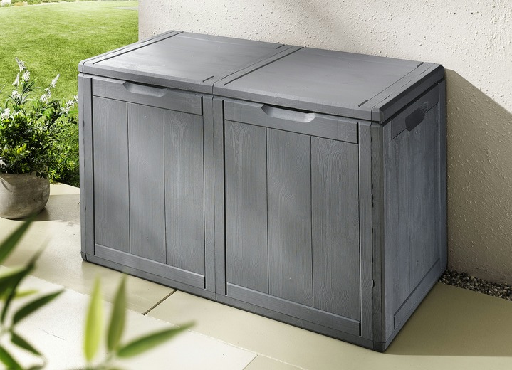 Gartenmöbel - Spritzwasserbeständige Aufbewahrungsboxen in Holzoptik, in Farbe BRAUN, in Ausführung 180 Liter Ansicht 4