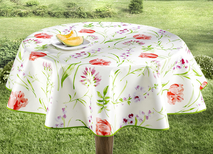 - Wachstuchtischdecken mit farblich passendem Schrägband, in Größe 110 (Tischdecke, 110x140 cm) bis 220 (Tischdecke oval, 155x220 cm), in Farbe CREME Ansicht 2