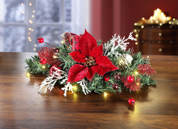 Gestecke & Kränze - Beleuchteter Tischaufleger, in Farbe ROT-GRÜN Ansicht 1