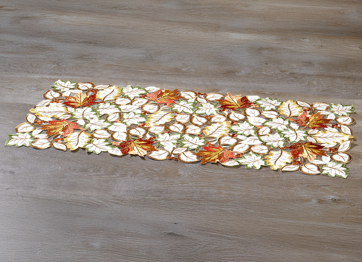 Heimtextilien - Tisch- und Raumdekoration mit herbstlichen Blättermotiven, in Größe 101 (Deckchen, 35x 50 cm) bis 404 (Kissenbezug, 40x 40 cm), in Farbe SEKT Ansicht 4