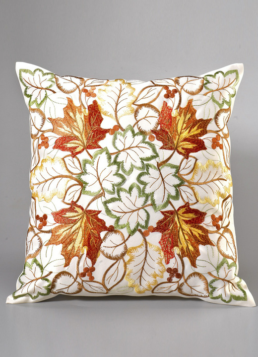 Heimtextilien - Tisch- und Raumdekoration mit herbstlichen Blättermotiven, in Größe 101 (Deckchen, 35x 50 cm) bis 404 (Kissenbezug, 40x 40 cm), in Farbe SEKT Ansicht 2