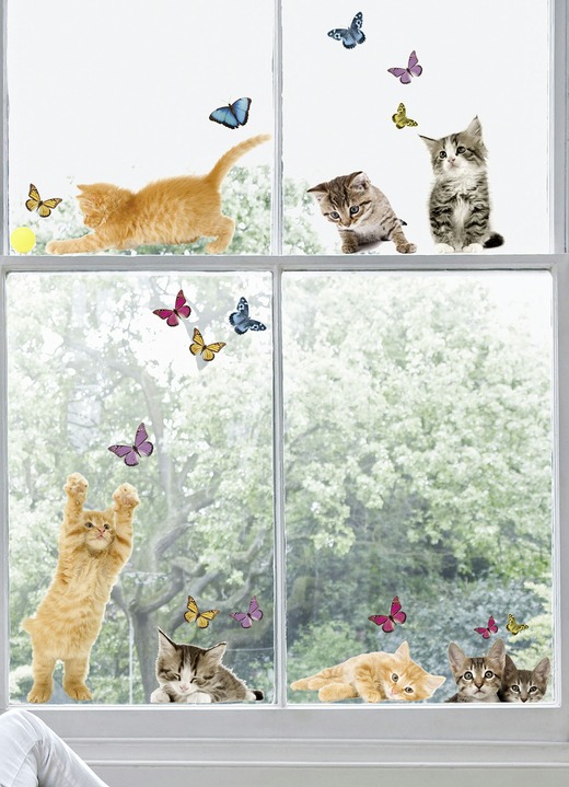 Heimtextilien - Fenster-Sticker, 23-teilig, aus selbsthaftender Folie, in Farbe BUNT