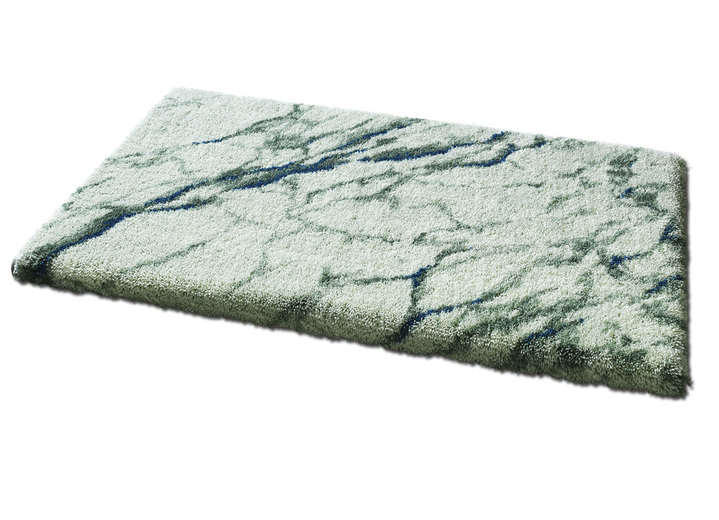 Badgarnituren - Badgarnitur von Grund mit Marmor-Dessin, in Größe 100 (Vorleger halbrund, 50x 80 cm) bis 112 (Motiv-WC-Deckelbezug, 47x 50 cm), in Farbe TÜRKIS Ansicht 2