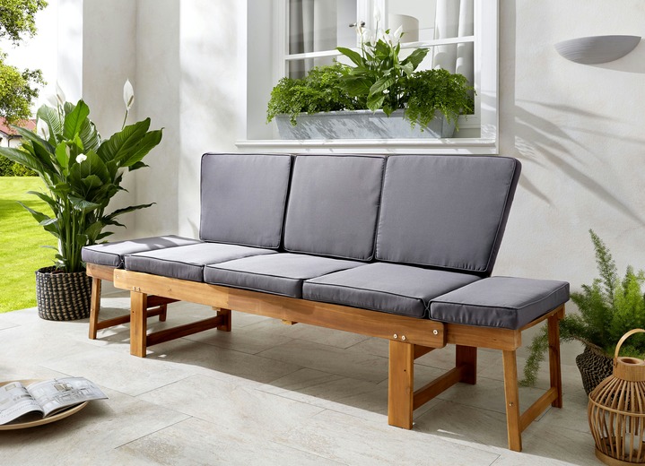 Gartenmöbel - Funktionsbank aus Akazienholz inkl. Kissen, in Farbe BRAUN Ansicht 3