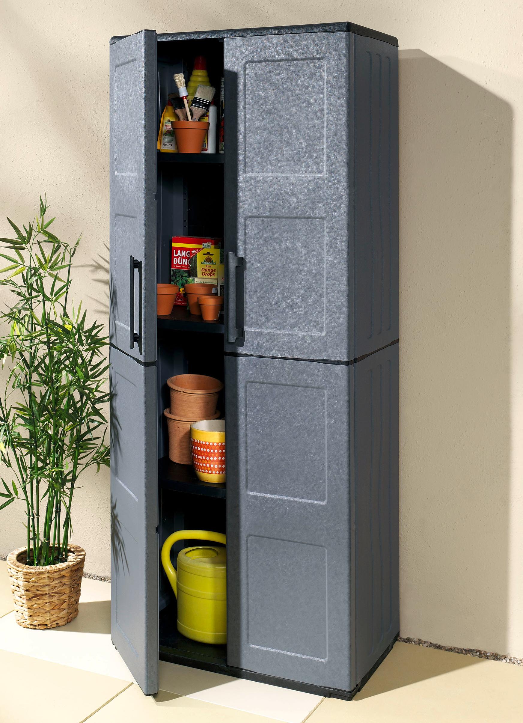 Garten - Gartenschrank mit soliden Stahlscharnieren, in Farbe GRAU, in Ausführung klein Ansicht 3