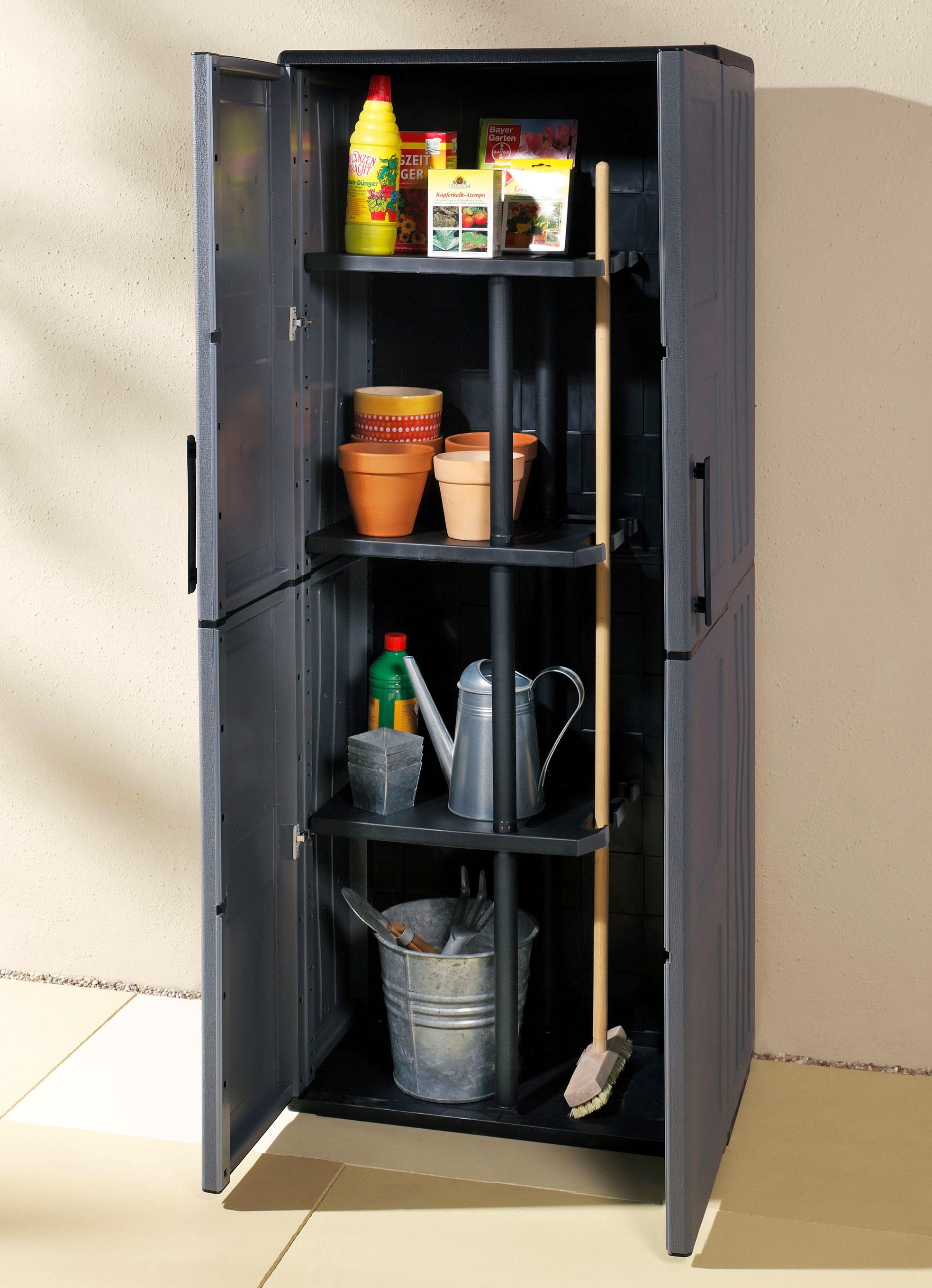 Garten - Gartenschrank mit soliden Stahlscharnieren, in Farbe GRAU, in Ausführung klein Ansicht 5