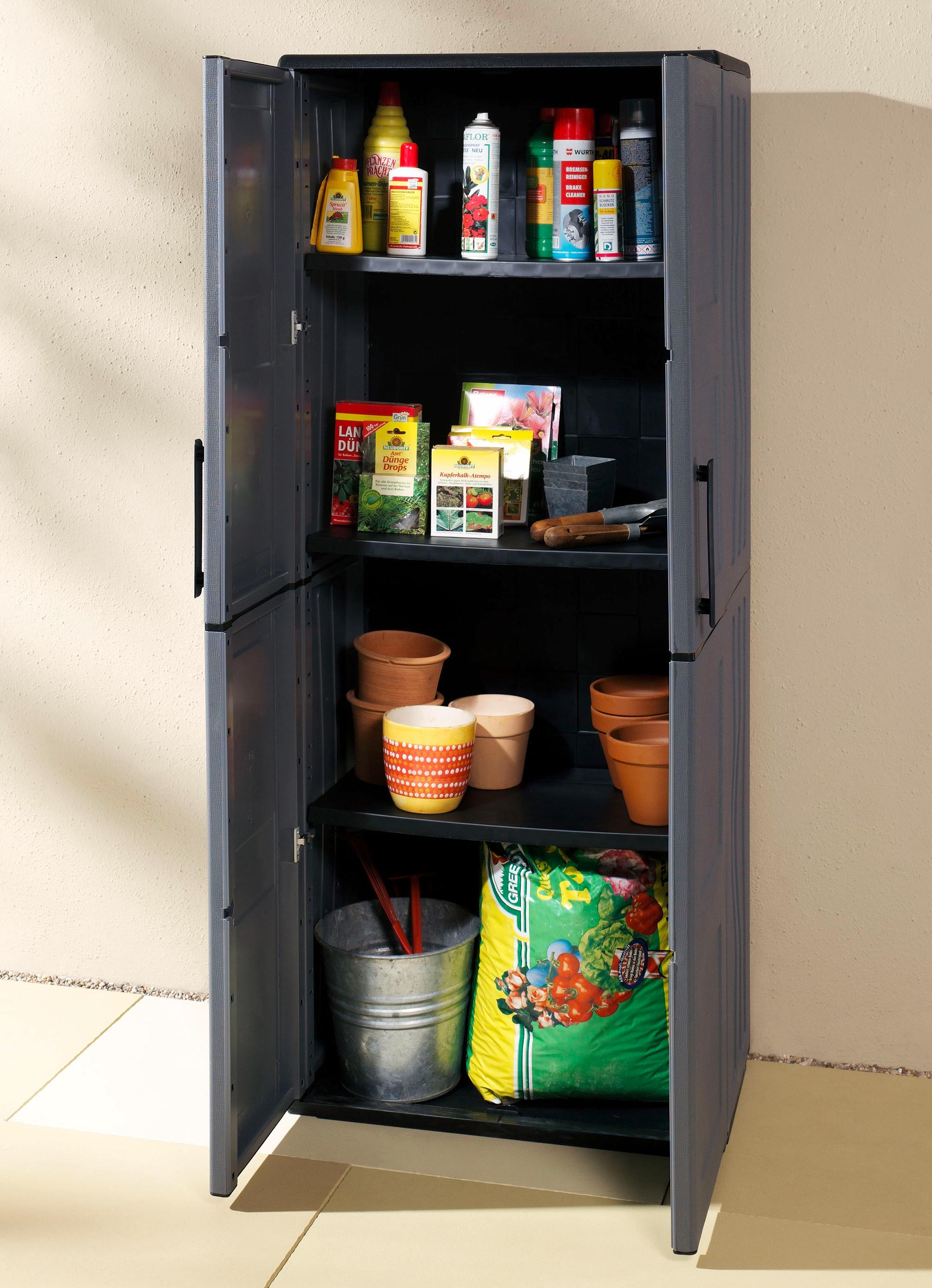 Garten - Gartenschrank mit soliden Stahlscharnieren, in Farbe GRAU, in Ausführung klein Ansicht 4