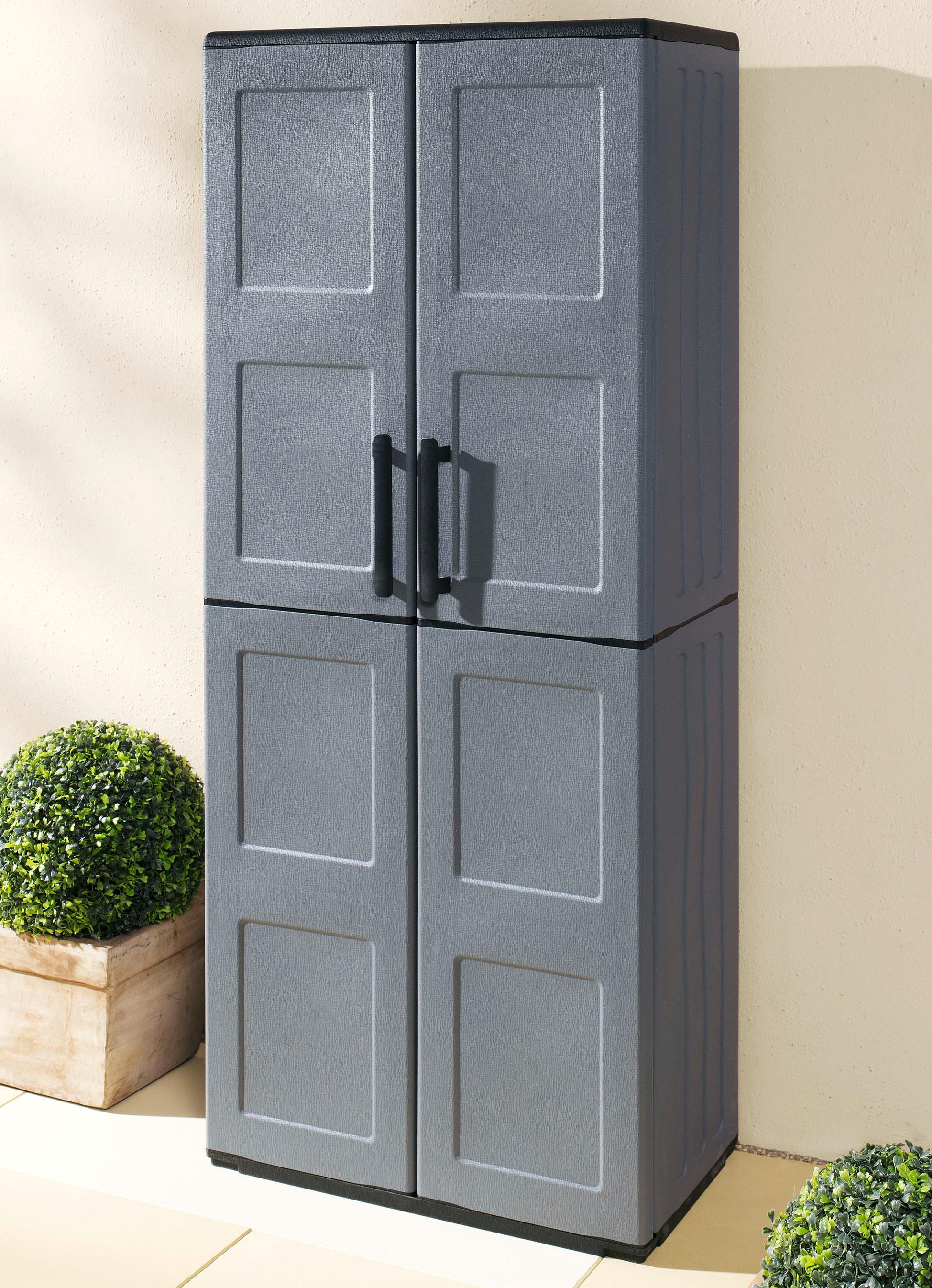 Garten - Gartenschrank mit soliden Stahlscharnieren, in Farbe GRAU, in Ausführung klein Ansicht 2