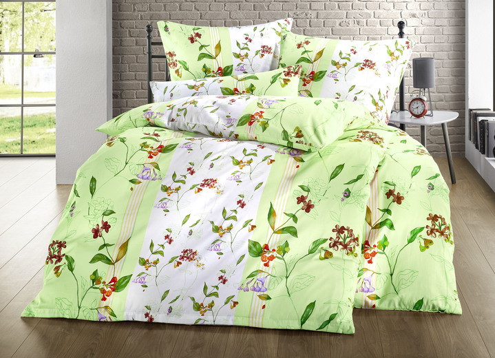 Bettwäschegarnituren - Satin Bettwäsche-Garnitur von Mesana, in Größe 111 (40/80 cm + 135/200 cm) bis 115 (80/80 cm + 155/220 cm), in Farbe GRÜN Ansicht 1