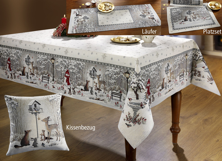 Heimtextilien - Tisch- und Raumdekoration aus Gobelin, in Größe 100 (2 Platzsets, 33x 45 cm) bis 404 (Kissenbezug, 45x 45 cm), in Farbe CREME