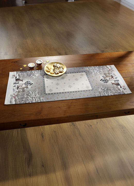 Heimtextilien - Tisch- und Raumdekoration mit Winterlandschaft, in Größe 100 (2 Platzsets, 33x 45 cm) bis 404 (Kissenbezug, 45x 45 cm), in Farbe CREME Ansicht 2