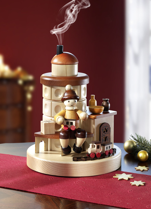 Weihnachtliche Dekorationen - Räucherofen aus massiven einheimischen Hölzern, in Farbe NATUR-BRAUN