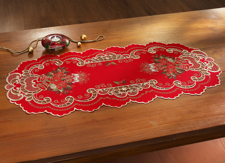 Heimtextilien - Aufwendig gestaltete Tisch- und Raumdekoration, in Größe 101 (Deckchen oval, 35x 50 cm) bis 404 (Kissenbezug, 40x 40 cm), in Farbe ROT Ansicht 2