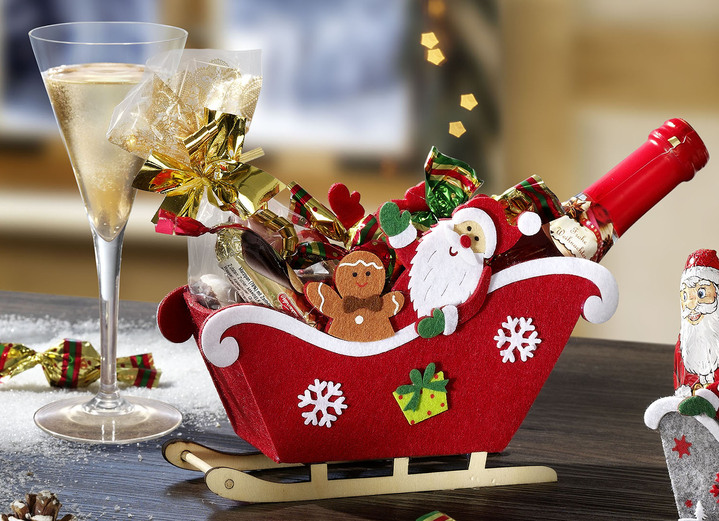 Weihnachtsleckereien - Weihnachts-Schlitten mit Weihnachtsleckereien, in Farbe BUNT, in Ausführung Weihnachts-Schlitten für Kinder (ohne Secco) Ansicht 3