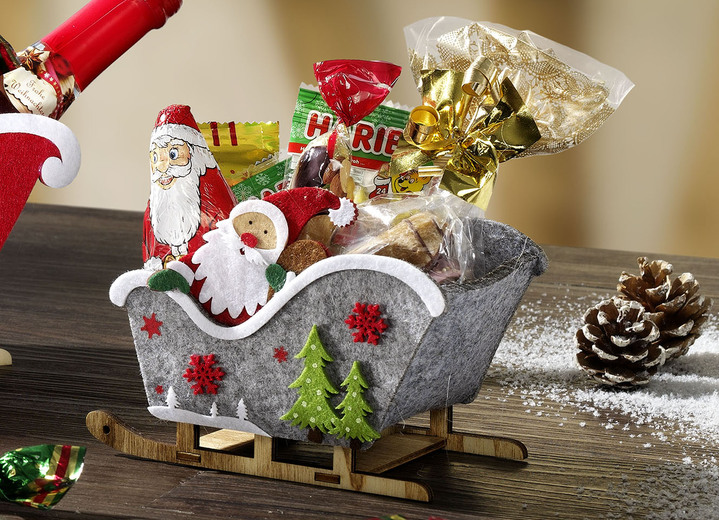 Weihnachtsleckereien - Weihnachts-Schlitten mit Weihnachtsleckereien, in Farbe BUNT, in Ausführung Weihnachts-Schlitten für Kinder (ohne Secco) Ansicht 1