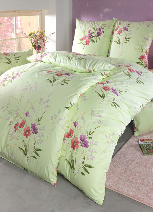 Bettwäschegarnituren - Bettwäsche-Garnitur in Soft-Renforcé Qualität von Florella, in Größe 111 (40x80 cm + 135x200 cm) bis 115 (80x80 cm + 155x220 cm), in Farbe GELB Ansicht 3