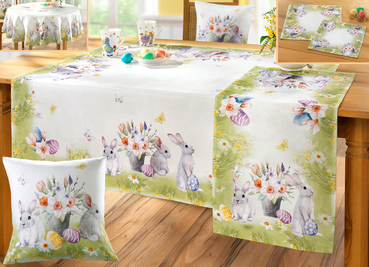 Heimtextilien - Stimmungsvolle Wohn-Accessoires, in Größe 101 (Läufer, 40x 90 cm) bis 404 (Kissenbezug, 40x 40 cm), in Farbe GRÜN-BUNT
