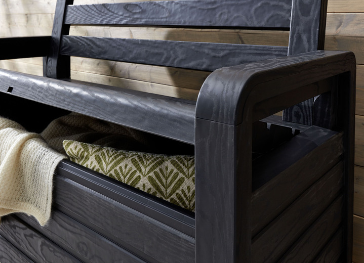 Garten - Truhenbank in toller Holz-Optik, in Farbe WEISS Ansicht 4