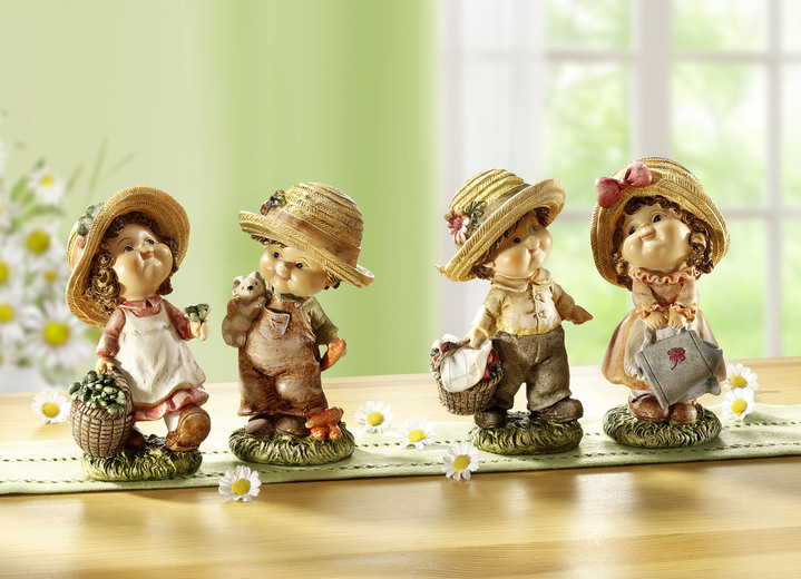 - Gartenkinder, 2er-Set, in Farbe BUNT, in Ausführung Junge mit Apfelkorb und Mädchen mit Gießkanne Ansicht 2