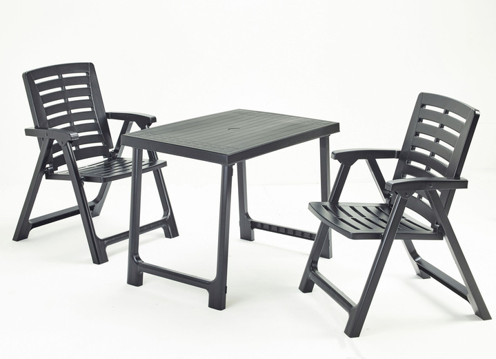 Gartenmöbel - Wetterfestes Balkon-Set, 3-teilig, in Farbe ANTHRAZIT