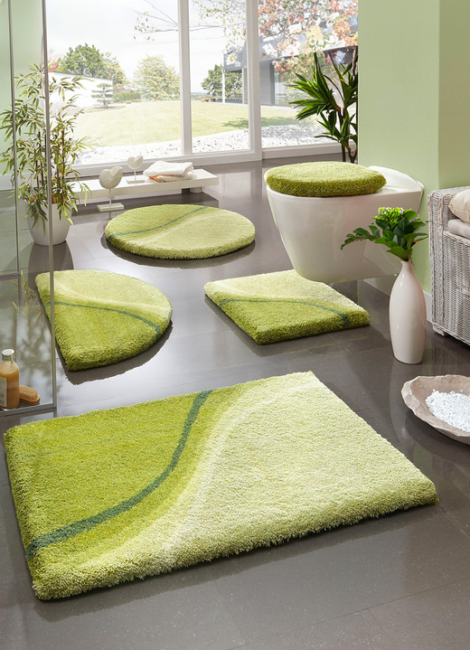 Badgarnituren - Badgarnitur mit rutschhemmender Latex-Rückseite, in Größe 100 (Vorleger halbrund, 50x 80 cm) bis 112 (WC-Deckelbezug, 47x 50 cm), in Farbe ROT-GRAU Ansicht 5