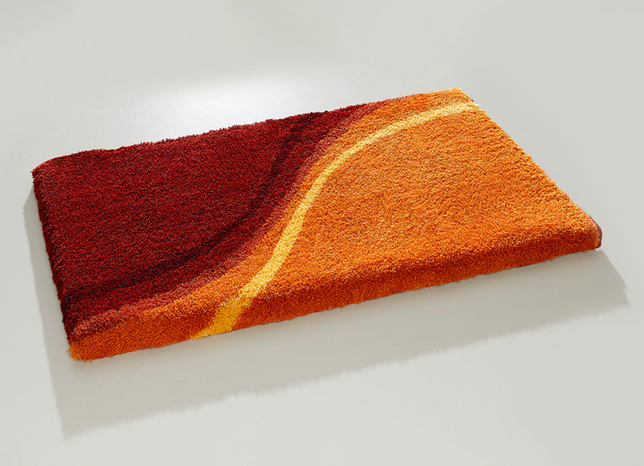 Badgarnituren - Badgarnitur mit rutschhemmender Latex-Rückseite, in Größe 100 (Vorleger halbrund, 50x 80 cm) bis 112 (WC-Deckelbezug, 47x 50 cm), in Farbe ROT-GRAU Ansicht 2