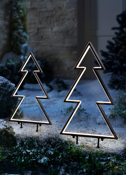 Garten - LED-Metallbaum mit Erdspießen, in Farbe SCHWARZ, in Ausführung LED-Metallbaum, klein