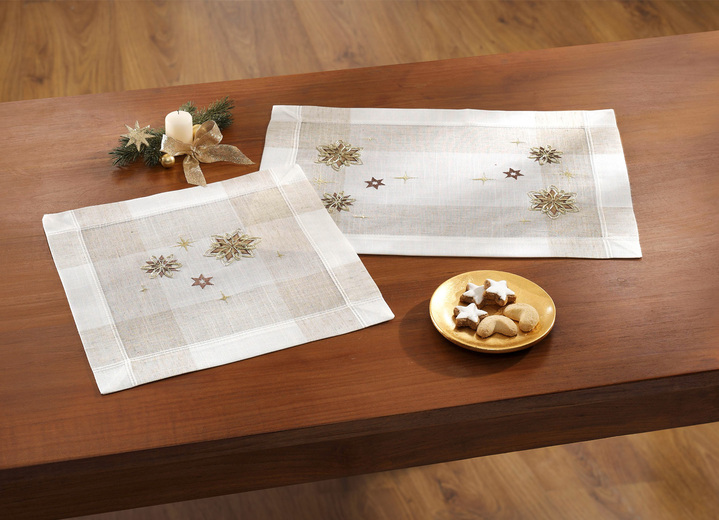 Heimtextilien - Festliche Tisch- und Raumdekoration, in Größe 101 (Deckchen 35x 50 cm) bis 404 (Kissenbezug 40x 40 cm), in Farbe SEKT Ansicht 1