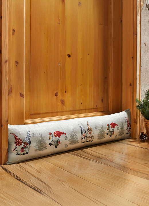 Praktische Hilfsmittel - Digital bedruckte Zugluftrolle, in Farbe WEISS-ROT-GRAU Ansicht 1