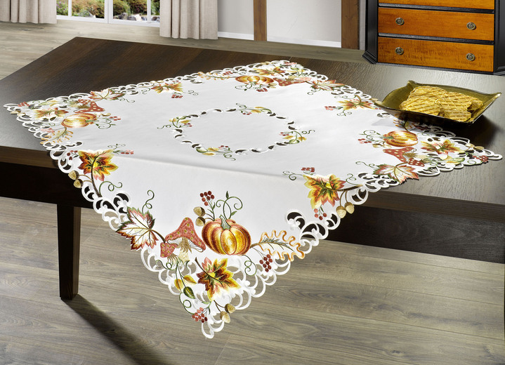 Tischdecken - Tisch- und Raumdekoration mit herbstlichen Motiven, in Größe 101 (Deckchen, 35x 50 cm) bis 404 (Kissenbezug, 40x 40 cm), in Farbe SEKT-BUNT Ansicht 2