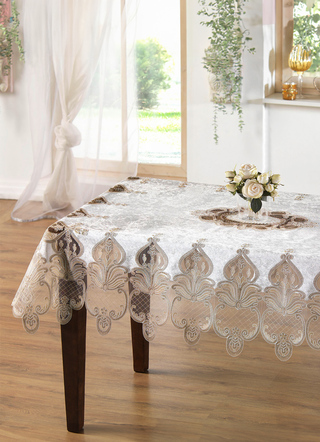 - Tischdecke oder Kissenbezug mit filigran gearbeiteten Motiven, in Größe 135 (Tischdecke, 110x160 cm) bis 404 (Kissenbezug, 40x 40 cm), in Farbe CREME – Farbe CREME – Ansicht 