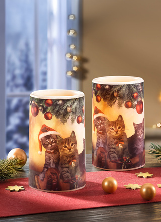 LED-Echtwachskerzen, 2er-Set