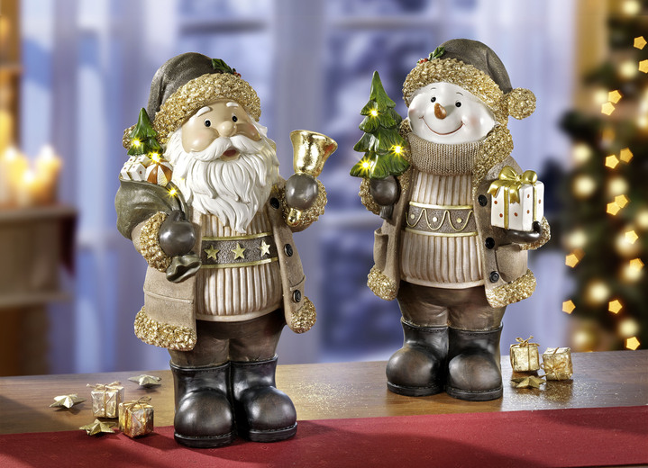Weihnachten - Beleuchtete Figuren aus Polyresin, in Farbe NATUR-GOLD-BRAUN, in Ausführung Beleuchteter Weihnachtsmann Ansicht 2