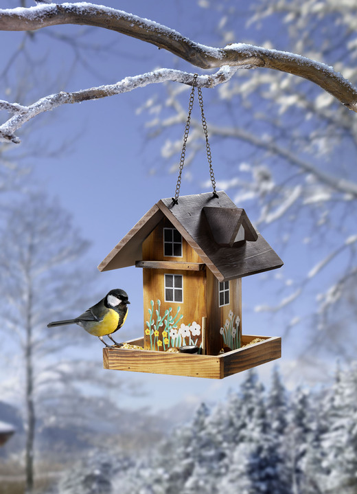 Gartengeräte und Zubehör - Bemaltes Futterhaus inklusive Metallkette, in Farbe BUNT Ansicht 2