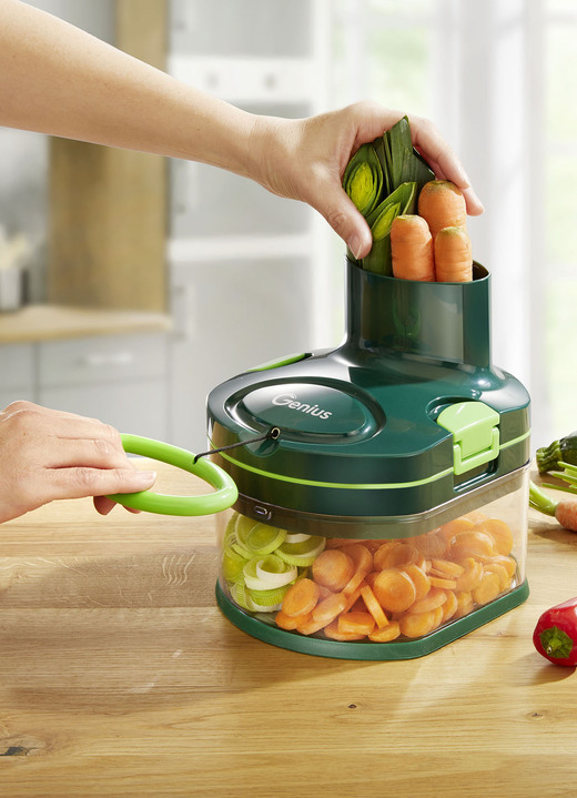 Haushaltshelfer - Genius Nicer Dicer Pegasus zum Reiben und Schneiden ganz ohne Strom, in Farbe GRÜN Ansicht 1