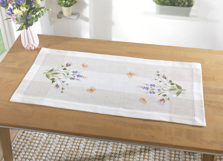 Heimtextilien - Tisch- und Raumdekoration mit floralem Dessin, in Größe 102 (Läufer, 40x 85 cm) bis 404 (Kissenbezug, 40x 40 cm), in Farbe SEKT-BUNT Ansicht 2