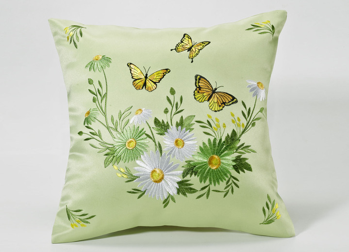 Heimtextilien - Tisch- und Raumdekoration mit Blumen und Schmetterlingen, in Größe 101 (Deckchen oval, 35x 50 cm) bis 404 (Kissenbezug, 40x 40 cm), in Farbe GRÜN Ansicht 5