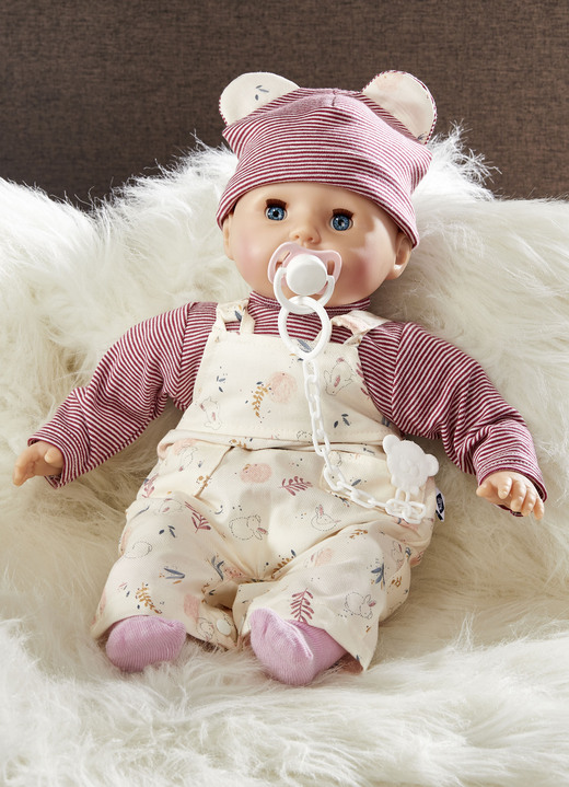 Dekoration - Babypuppe Amy mit liebevollem Babygesicht, in Farbe CREME-BORDEAUX