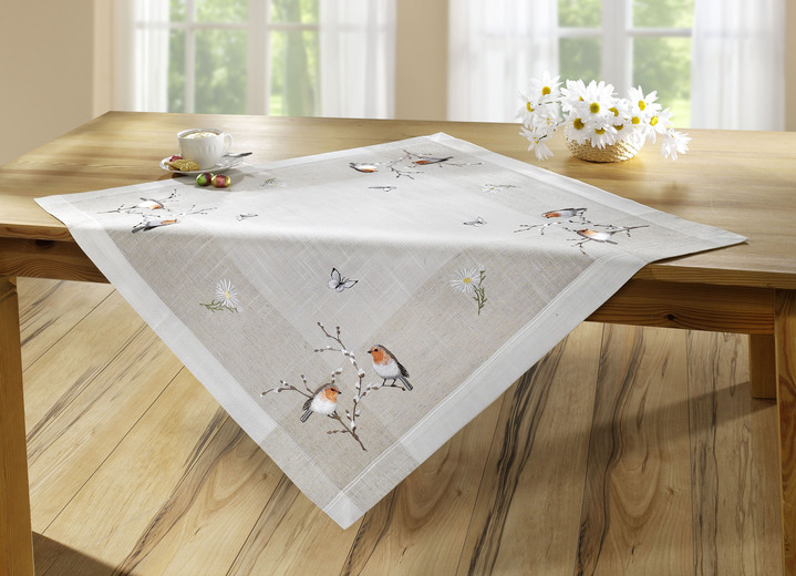 Heimtextilien - Tisch- und Raumdekoration mit Rotkehlchen-Motiv, in Größe 102 (Läufer, 40x 85 cm) bis 404 (Kissenbezug, 40x 40 cm), in Farbe SEKT-BUNT Ansicht 2