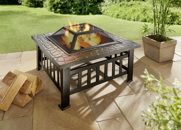 Garten - Feuerstelle mit Gitterdeckel, in Farbe SCHWARZ Ansicht 2
