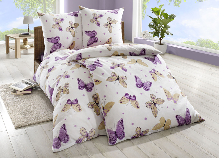 - Renforcé Bettwäsche-Garnitur von Dobnig, in Größe 111 (40/80 cm + 135/200 cm) bis 412 (2x 80/80 cm + 2x 135/200 cm), in Farbe VIOLETT