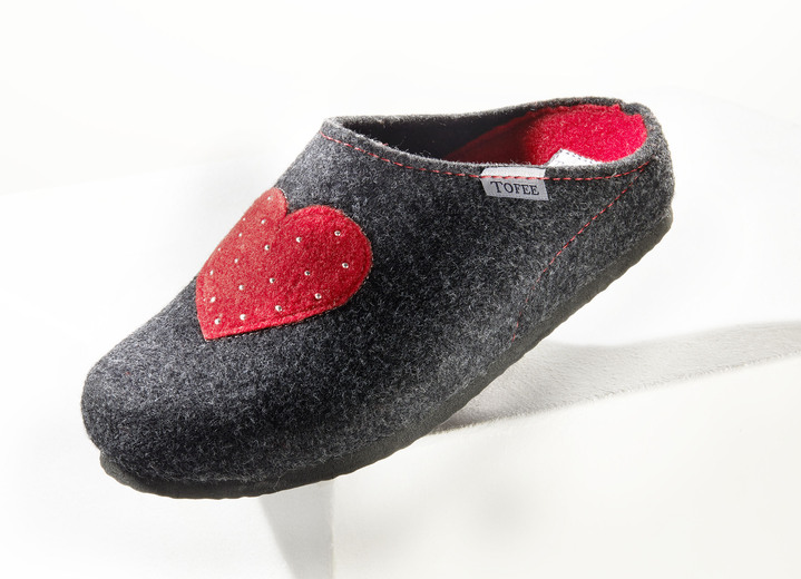 Hausschuhe - Hausschuh mit Obermaterial aus Wollfilz, in Größe 036 bis 042, in Farbe HELLGRAU Ansicht 4