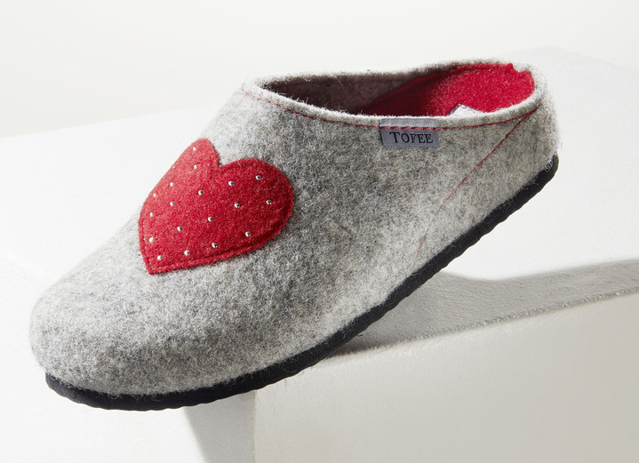 Hausschuhe - Hausschuh mit Obermaterial aus Wollfilz, in Größe 036 bis 042, in Farbe ANTHRAZIT Ansicht 3