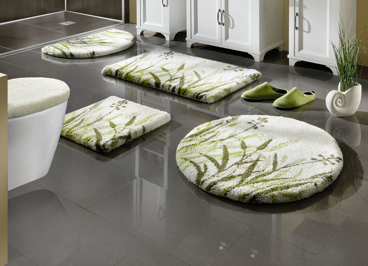 Badgarnituren - Naturnahe Badgarnitur mit Gräsermotiv, in Größe 100 (Vorleger halbrund, 50x 80 cm) bis 112 (WC-Deckelbezug, 47x 50 cm), in Farbe TERRA Ansicht 4